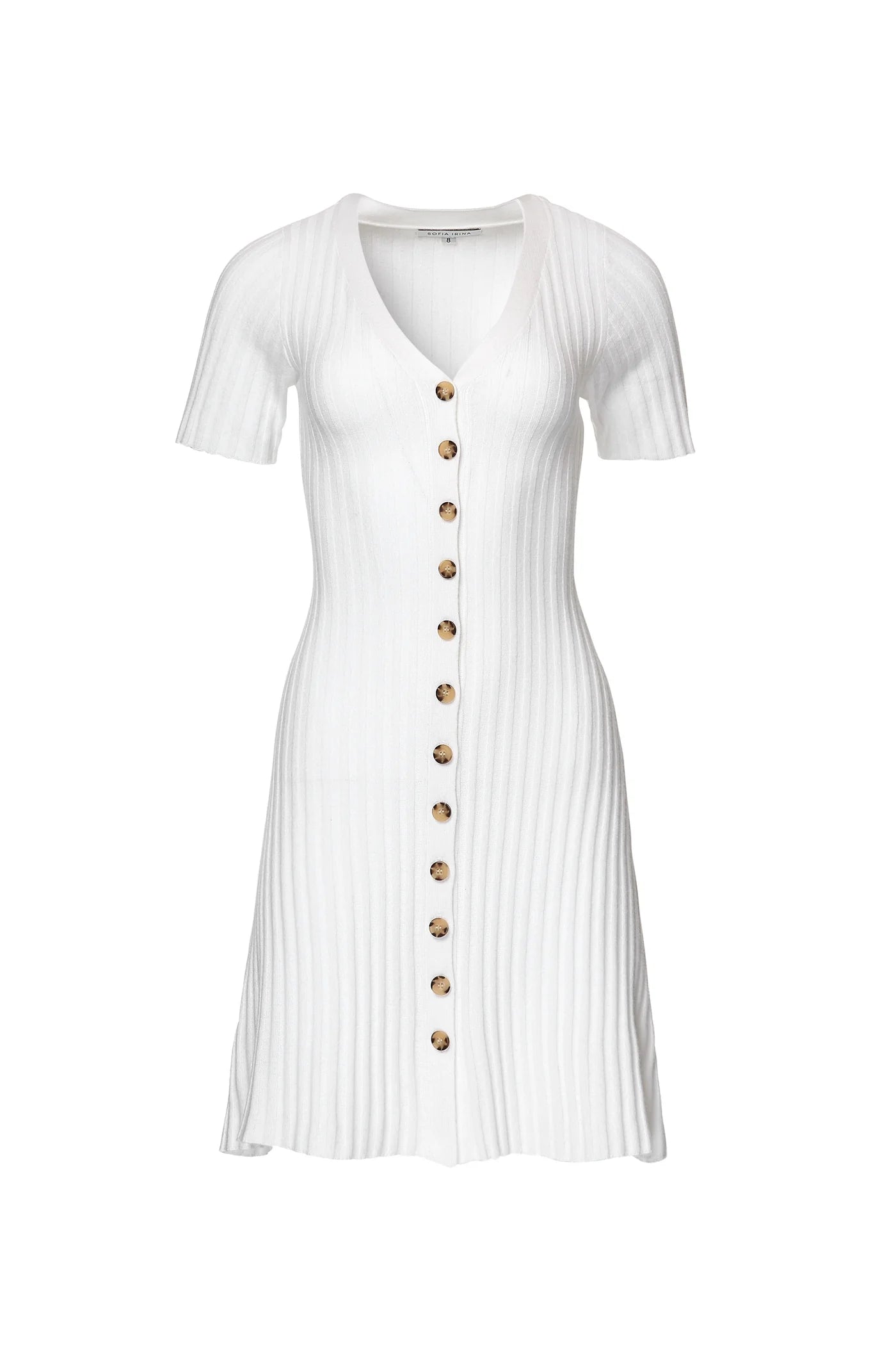 RIBBED KNIT MINI DRESS - IVORY