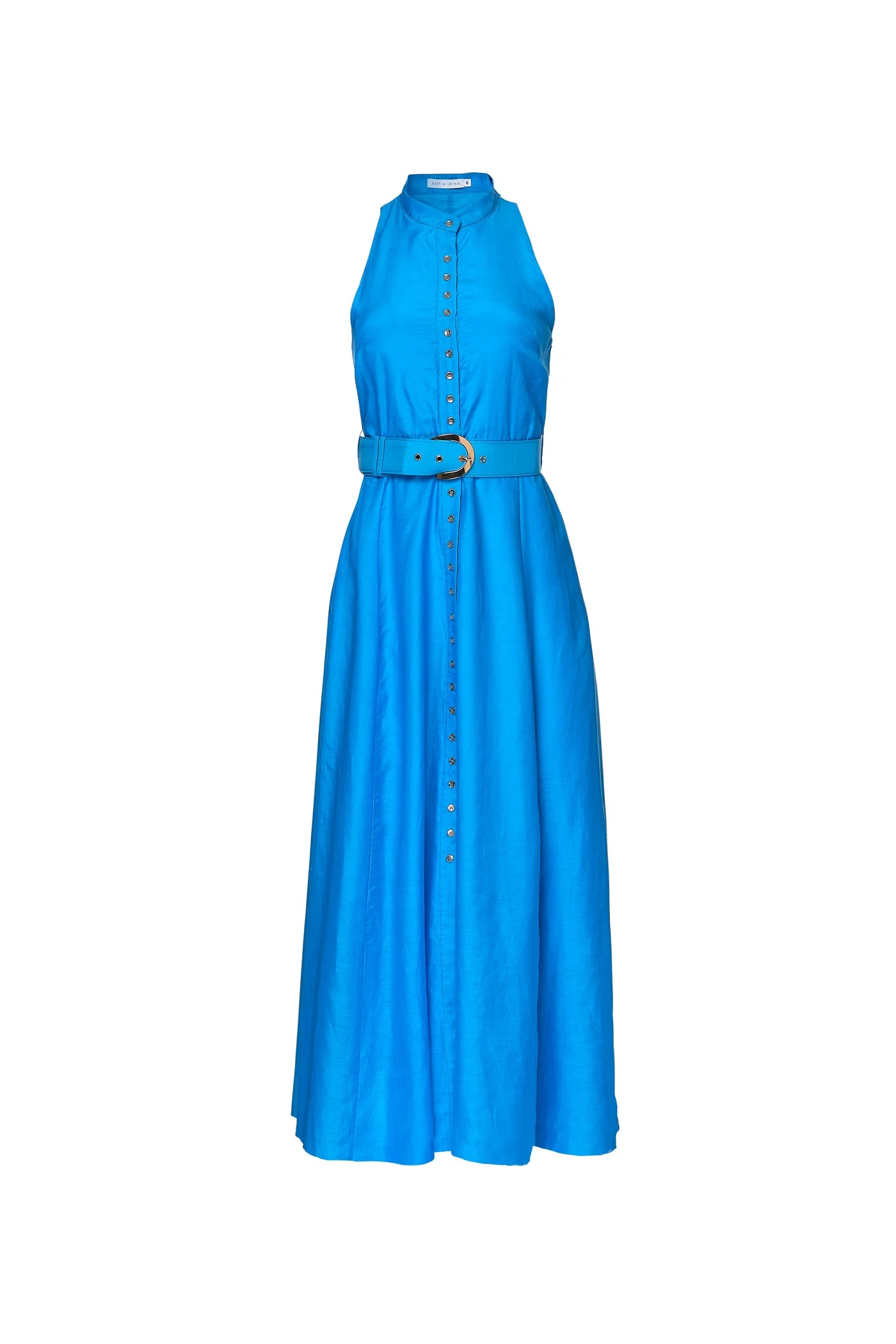 MAXI HALTER SHIRT DRESS - OCEAN BLUE