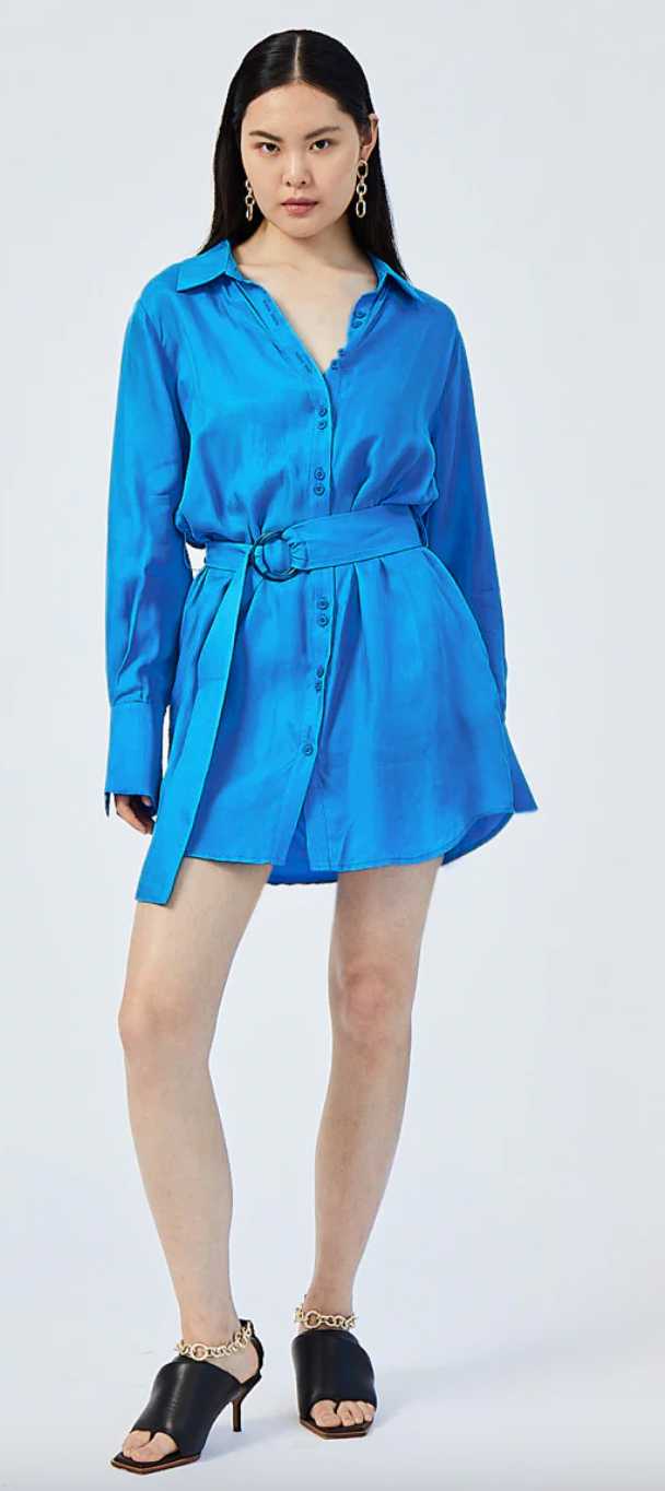 HANNAH OVERSIZED MINI SHIRT DRESS - LAPIS BLUE