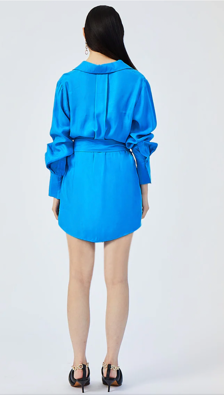 HANNAH OVERSIZED MINI SHIRT DRESS - LAPIS BLUE