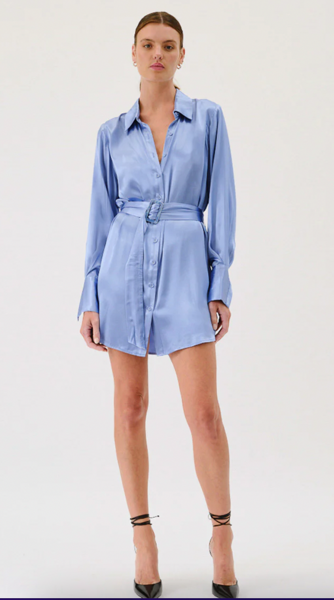 MILLENIA MINI SHIRT DRESS - BLUE – Inanna Boutique