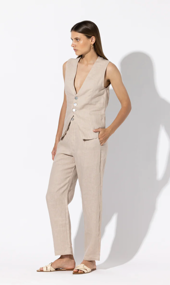 SUIT LINEN TROUSER IN SAND LINEN