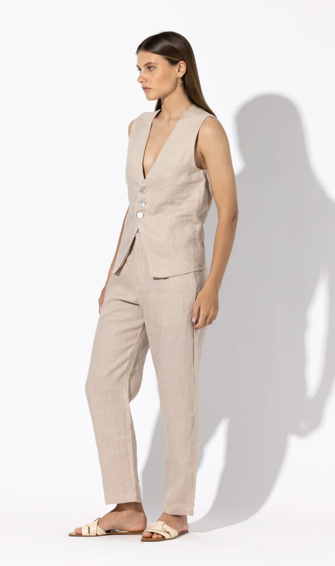 SUIT LINEN TROUSER IN SAND LINEN