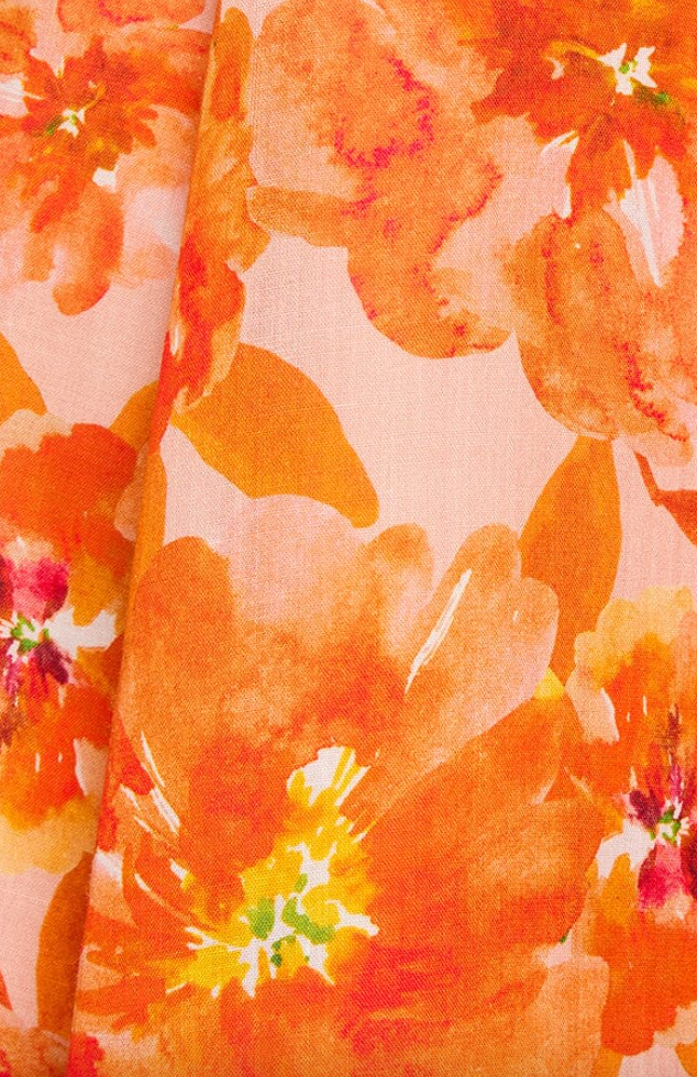 AIMEE PUFF SLEEVE MINI DRESS - Orange Bloom