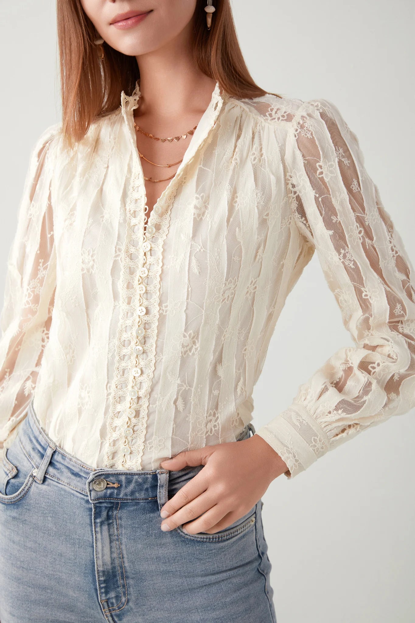 GDS Viviana lace blouse -Cannoli cream