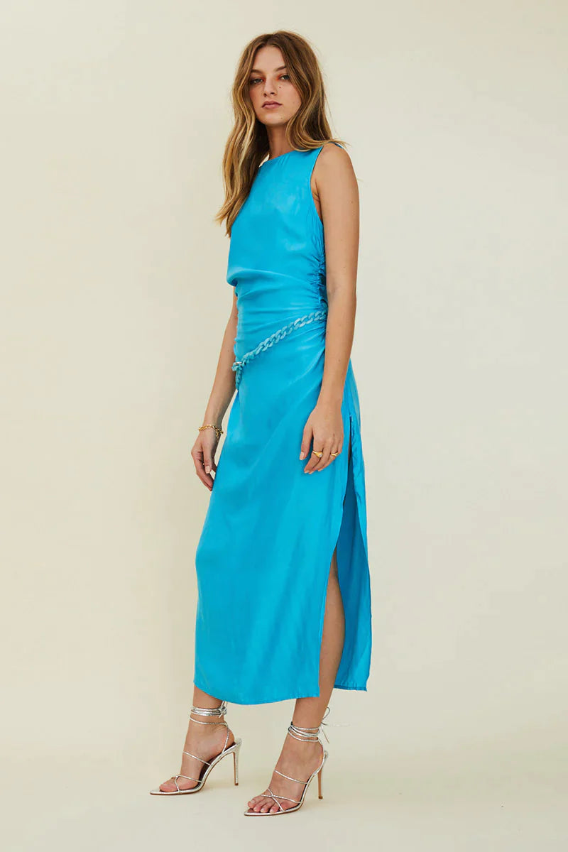 Halley Sleeveless Maxi With Detach Chain Dress - Turquoise – Inanna ...