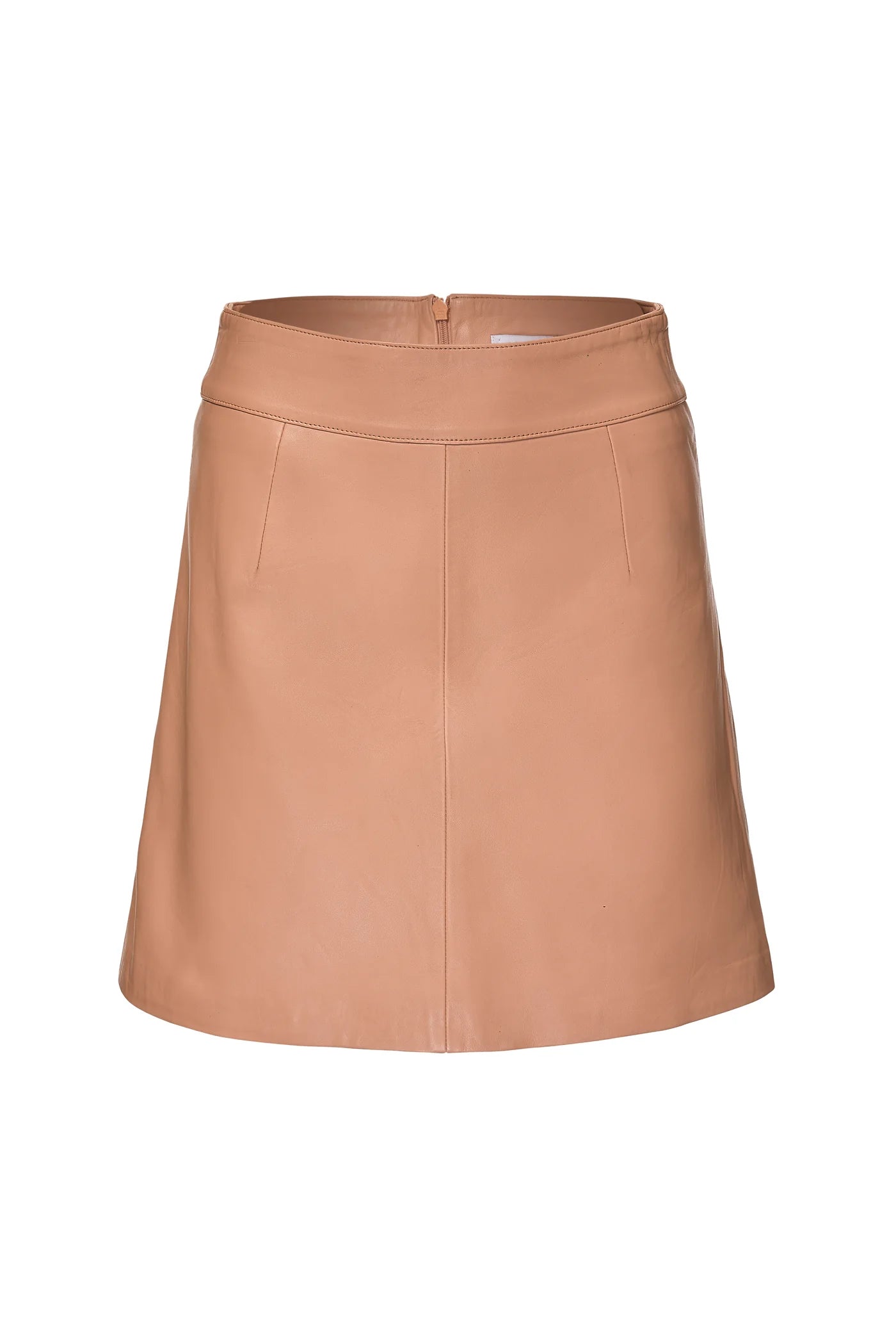 LEATHER MINI SKIRT - NUDE