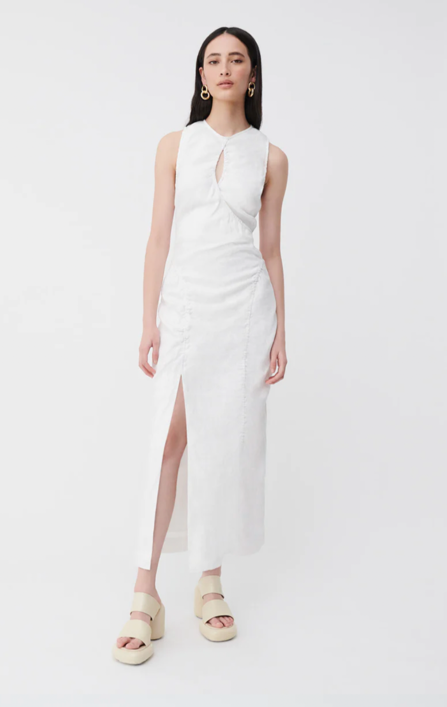 Roy Cross Front Sleeveless Maxi Dress - Ivory