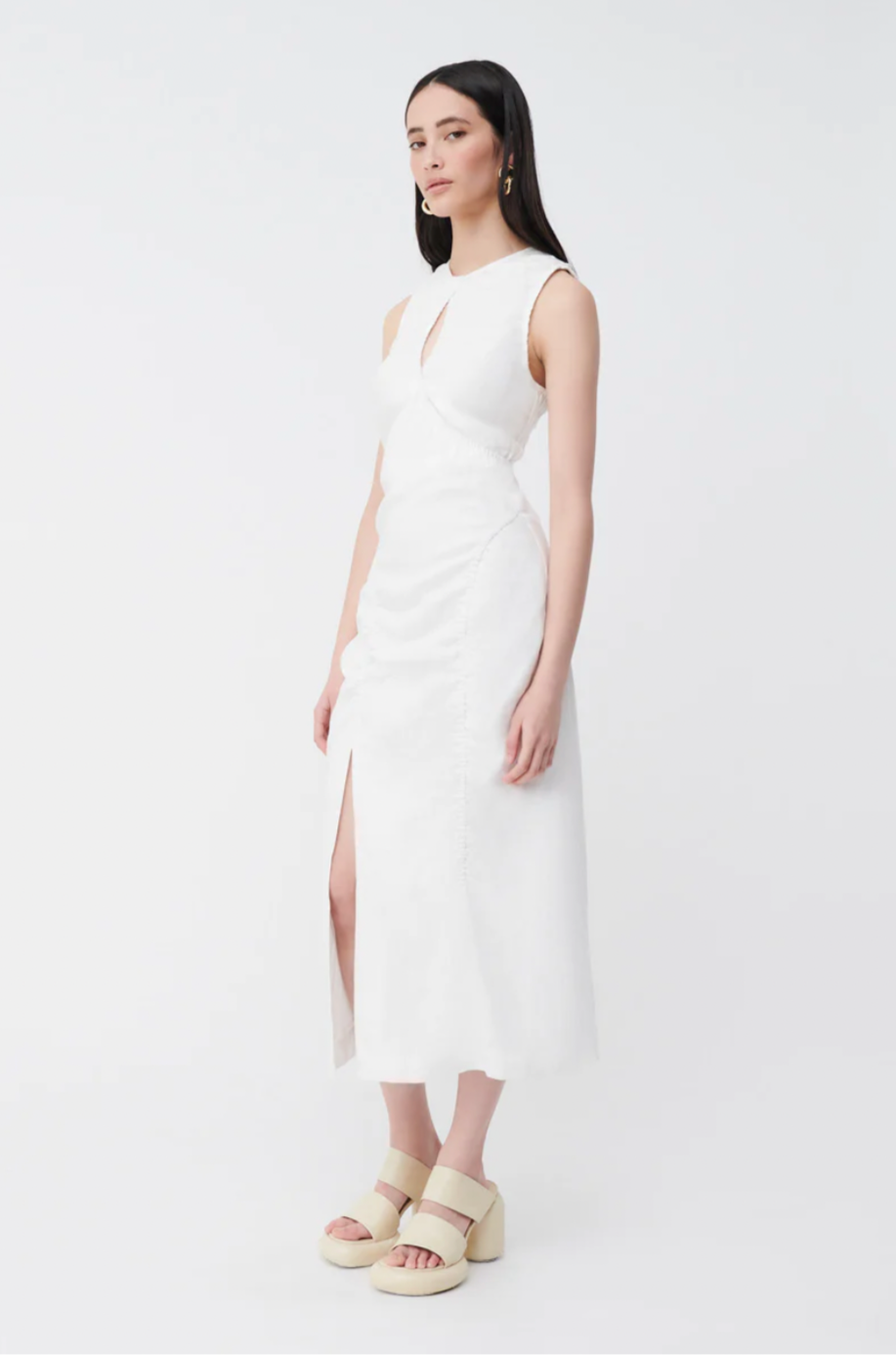 Roy Cross Front Sleeveless Maxi Dress - Ivory