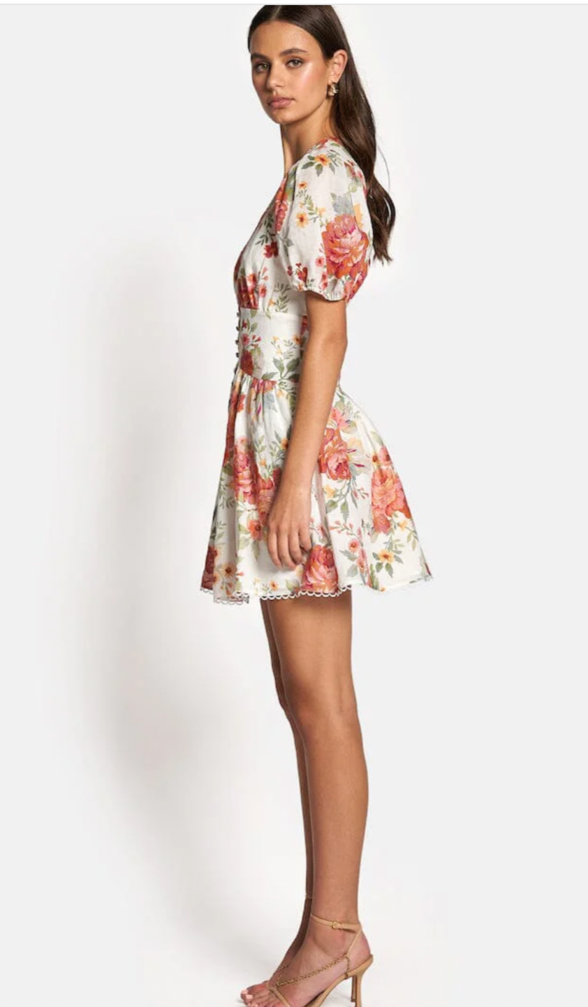 Sienna Short Sleeve Mini Dress - Sunset Floral