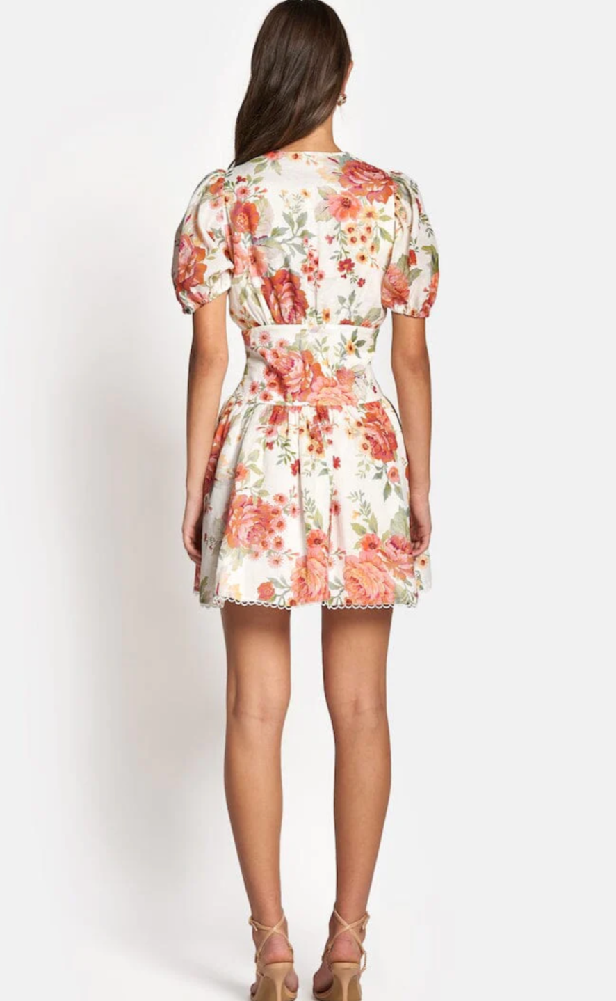 Sienna Short Sleeve Mini Dress - Sunset Floral